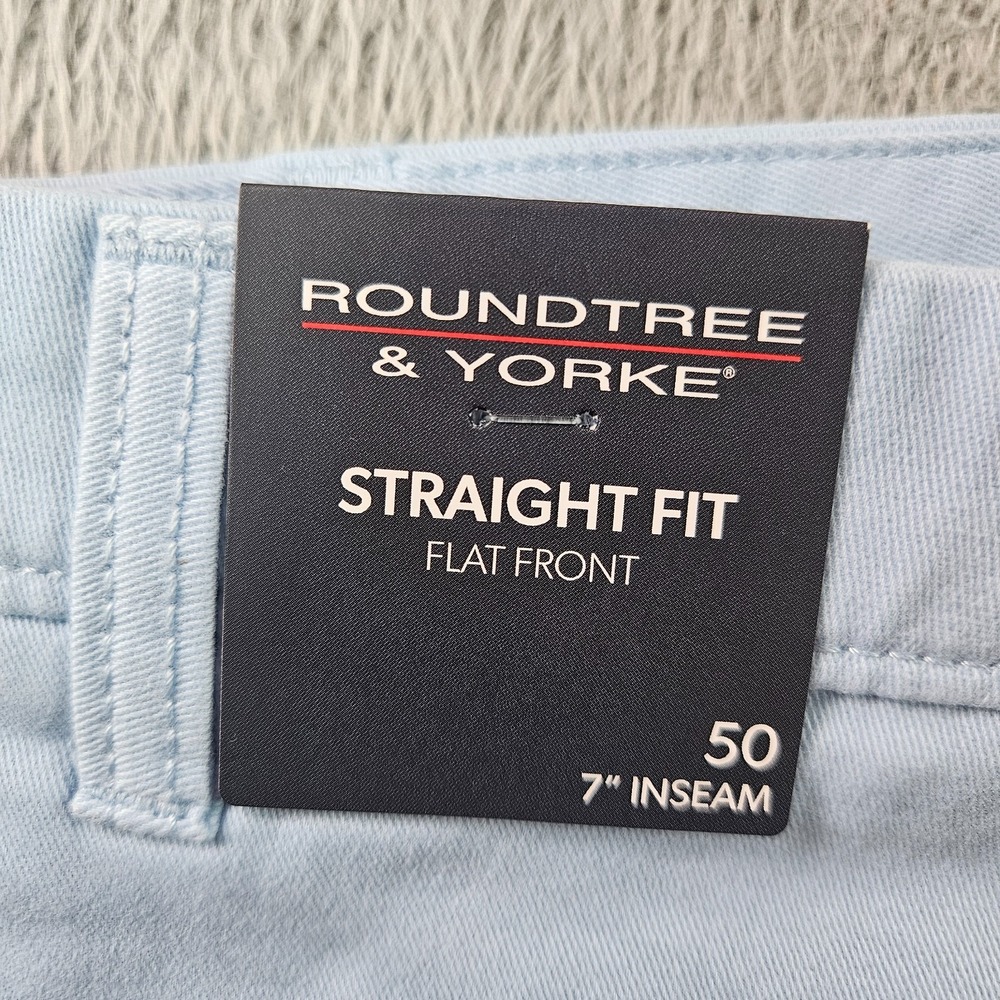 NEW Roundtree & Yorke The Cloud Shorts Men 50 x 7" Stretch Straight Light Blue